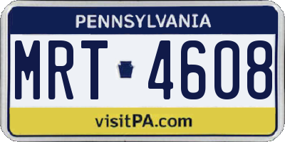 PA license plate MRT4608