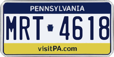 PA license plate MRT4618