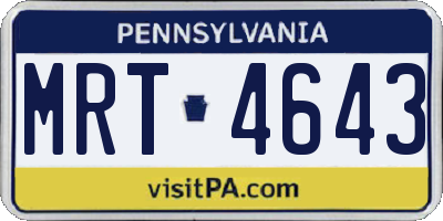 PA license plate MRT4643