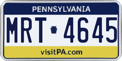 PA license plate MRT4645