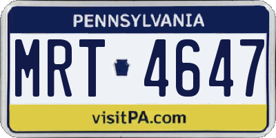 PA license plate MRT4647