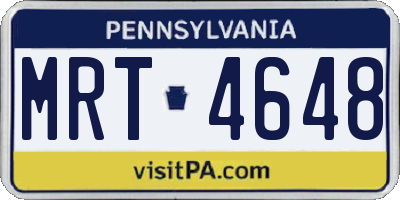 PA license plate MRT4648