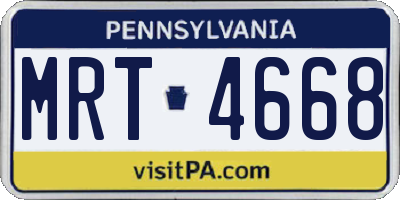 PA license plate MRT4668