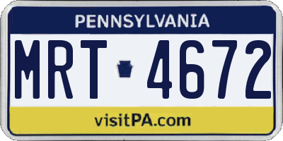 PA license plate MRT4672