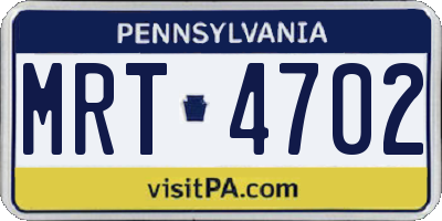 PA license plate MRT4702