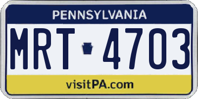 PA license plate MRT4703