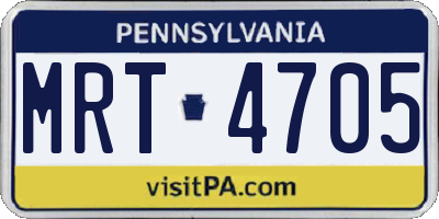 PA license plate MRT4705