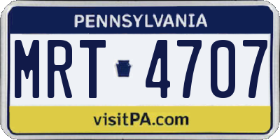PA license plate MRT4707