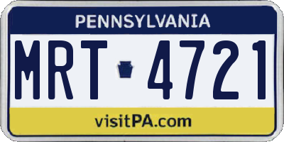 PA license plate MRT4721