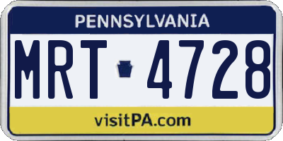 PA license plate MRT4728