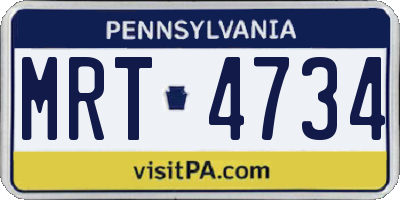 PA license plate MRT4734