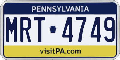 PA license plate MRT4749