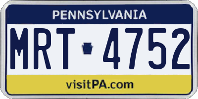 PA license plate MRT4752