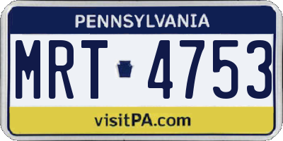 PA license plate MRT4753