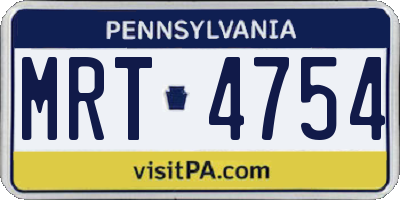 PA license plate MRT4754