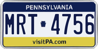 PA license plate MRT4756