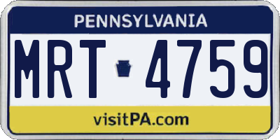 PA license plate MRT4759