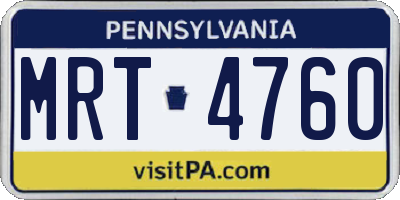 PA license plate MRT4760