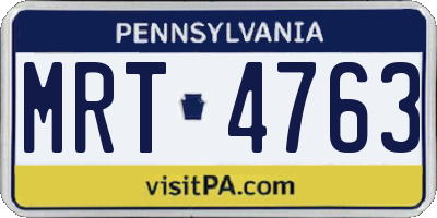 PA license plate MRT4763