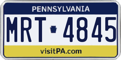 PA license plate MRT4845