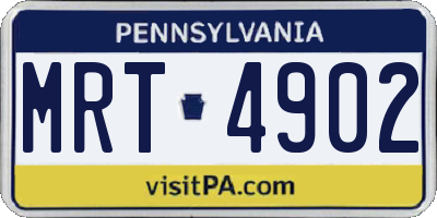 PA license plate MRT4902