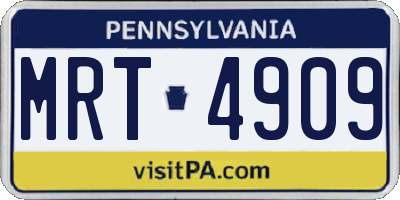 PA license plate MRT4909