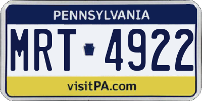 PA license plate MRT4922