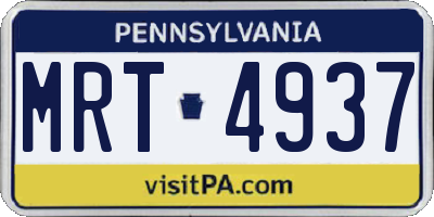 PA license plate MRT4937