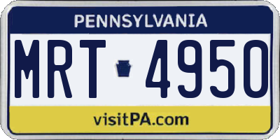 PA license plate MRT4950