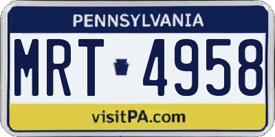 PA license plate MRT4958