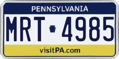 PA license plate MRT4985