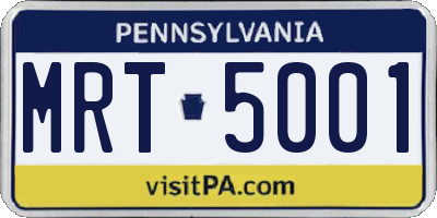 PA license plate MRT5001