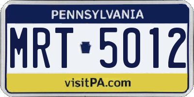 PA license plate MRT5012