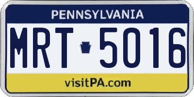 PA license plate MRT5016