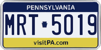 PA license plate MRT5019