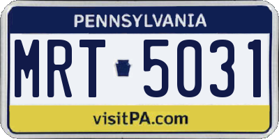 PA license plate MRT5031