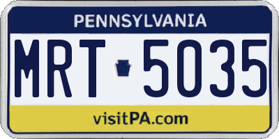 PA license plate MRT5035