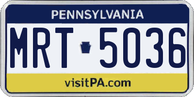 PA license plate MRT5036