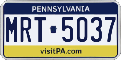 PA license plate MRT5037