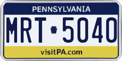 PA license plate MRT5040