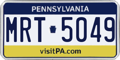 PA license plate MRT5049