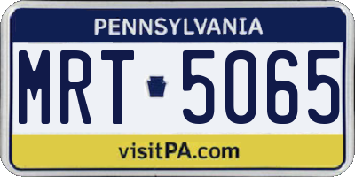 PA license plate MRT5065