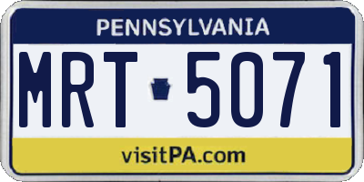 PA license plate MRT5071