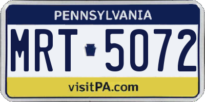 PA license plate MRT5072
