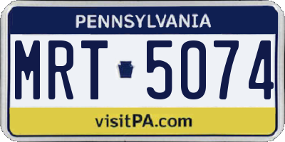 PA license plate MRT5074