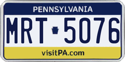 PA license plate MRT5076