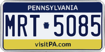 PA license plate MRT5085