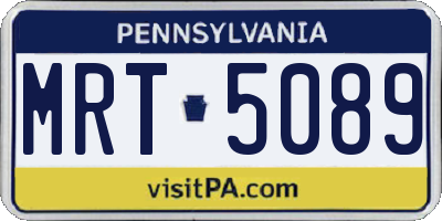PA license plate MRT5089