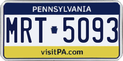 PA license plate MRT5093