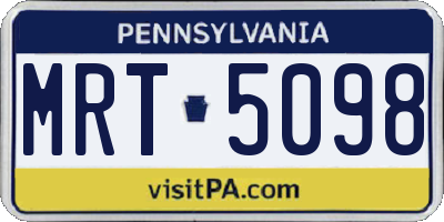 PA license plate MRT5098